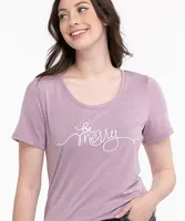 Scoop Neck Shirttail Embroidered Tee