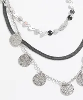 Short Silver 3-Layer Necklace