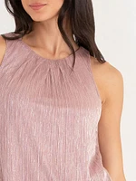 Pleat Neck Tinsel Tank Top