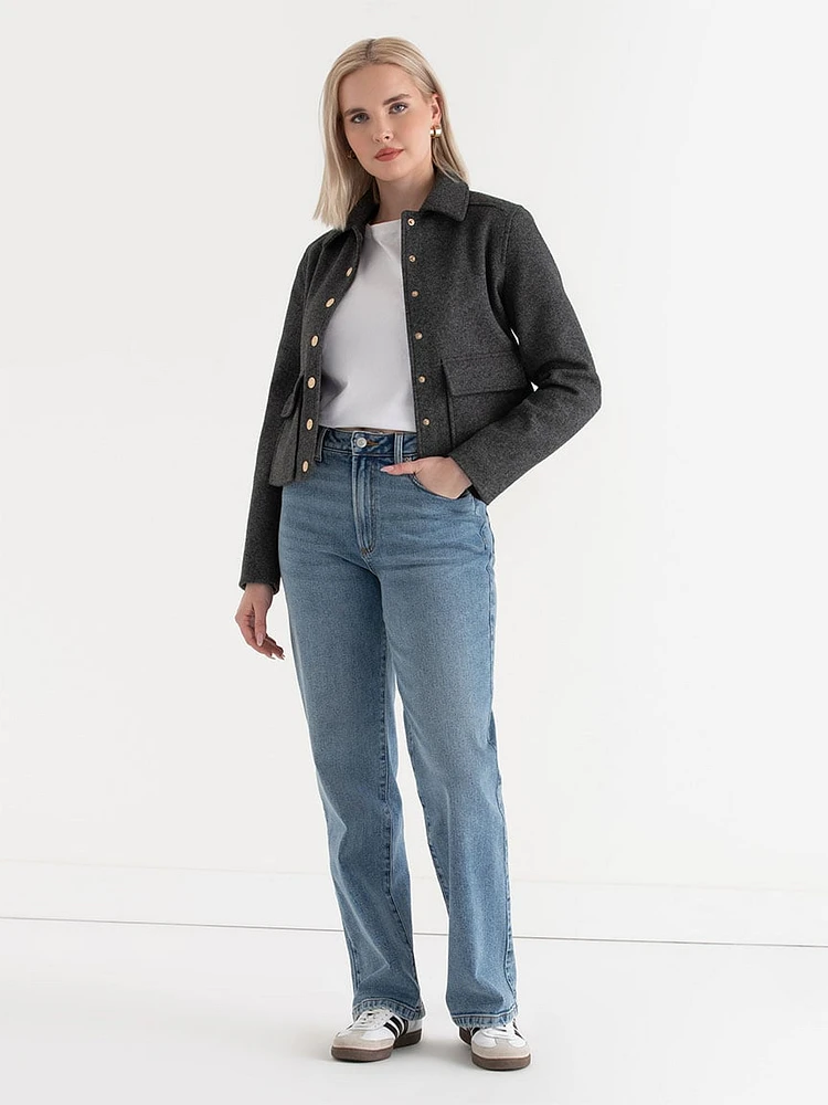 Cropped Felt Jacket