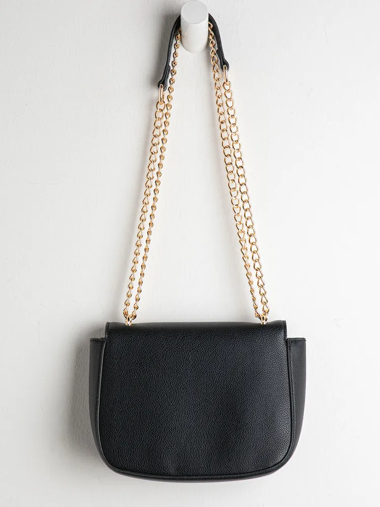 Black Flap Closure Crossbody Bag