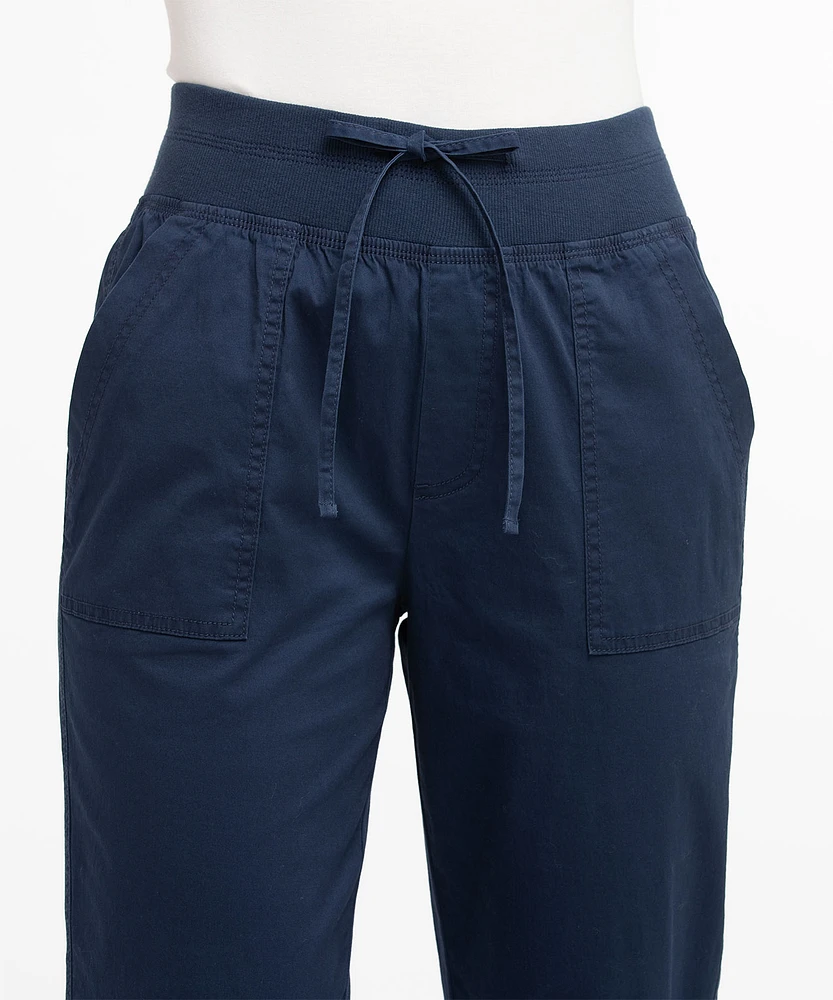 Poplin Drawstring Capri Pant