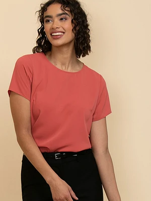 Lydia Short Sleeve Button-Back Blouse