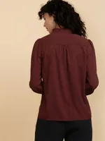 Long Sleeve Ruffle Trim Blouse