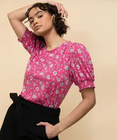 Puffed Sleeve Scoop Neck Top
