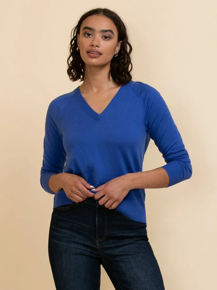 Long Sleeve Cashmere-Blend V-Neck Sweater