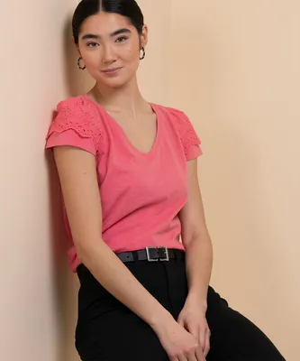 Tulip Sleeve Top with Eyelet Detail