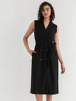 Sleeveless Blazer Dress Ponte Twill