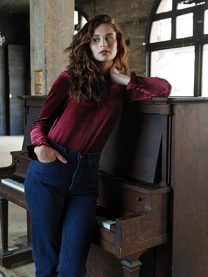 Velvet Top with Ruffles