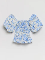 Poplin Short Puff Sleeve Top
