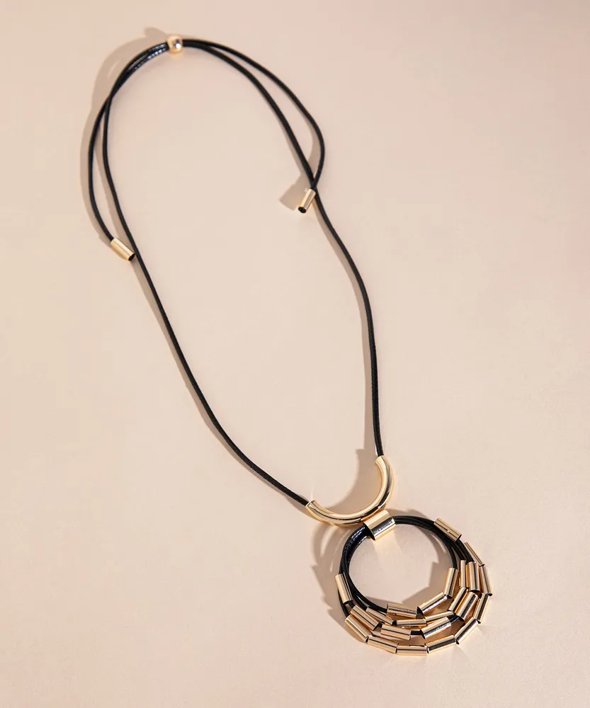 Necklace with Gold Circle Bead Pendant