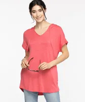 Short Sleeve Hooded Tunic Top