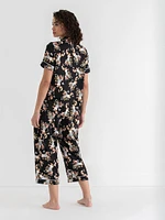 Short Sleeve Button Down Shirt with Crop Pant Sleep Set