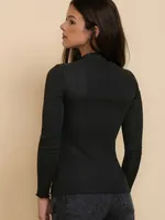 Lettuce Trim Mock Neck Top