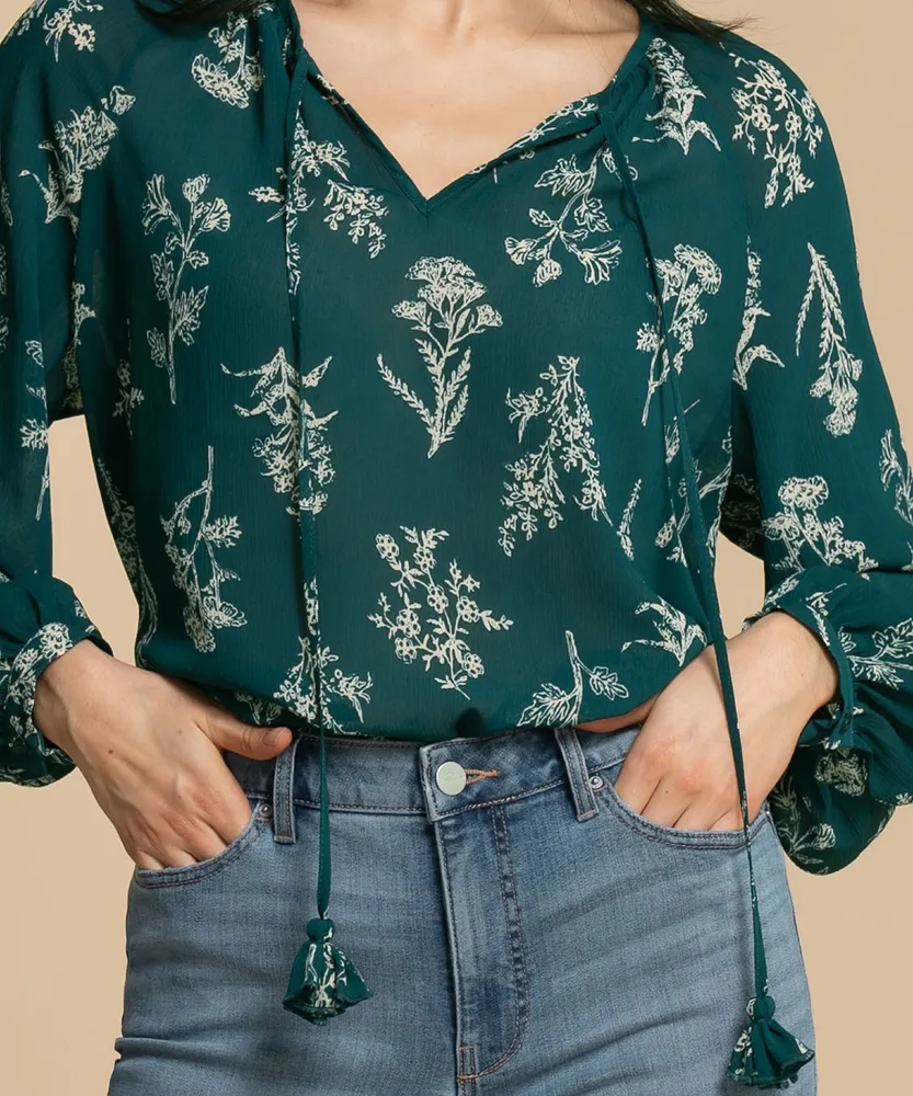 Extend Sleeve Henley Blouse