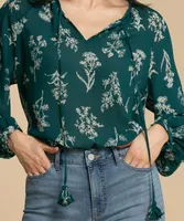 Extend Sleeve Henley Blouse