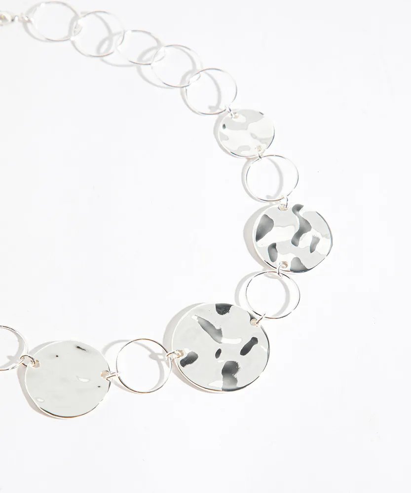 Hammered Metal Circle Necklace