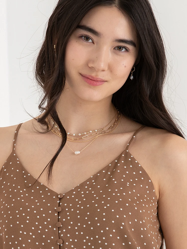 Sadie Strappy V-Neck Tank with Button