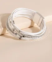 White Snap Bracelet with Silver Gems