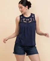 Crochet Trim Sleeveless Top