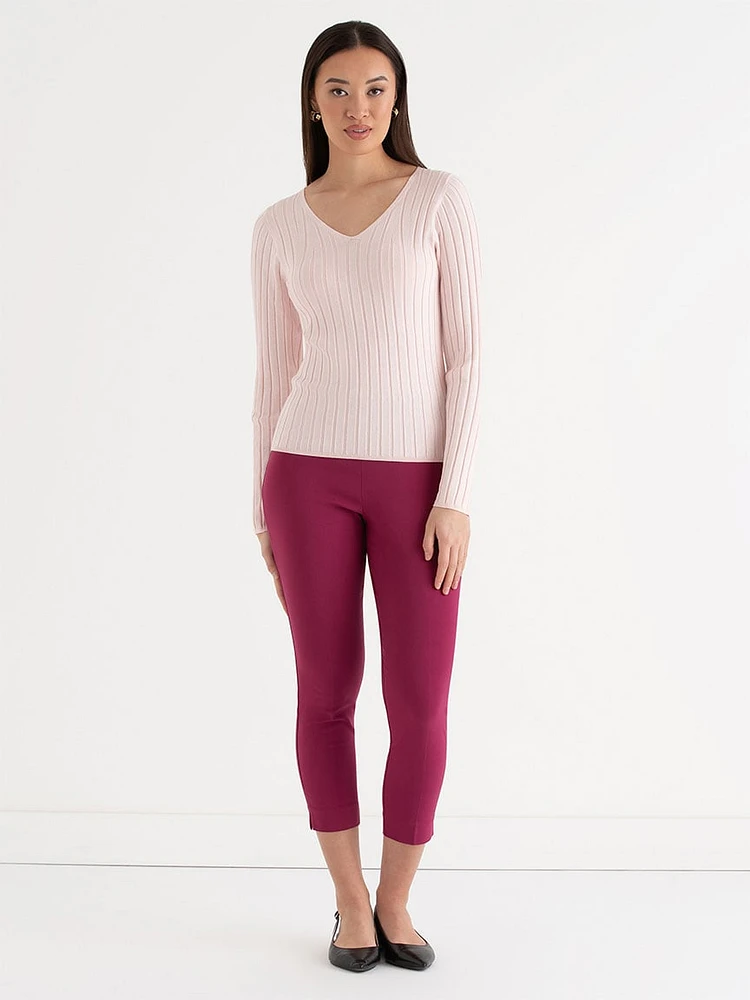 V-Neck Ribbed Sweater