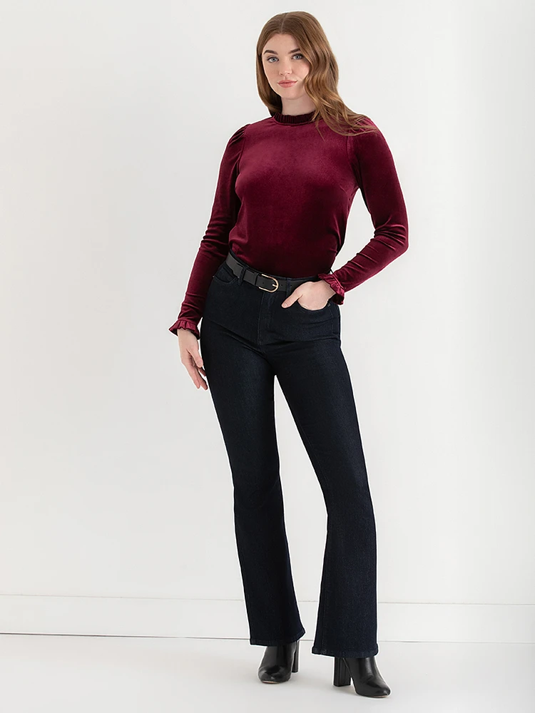 Velvet Top with Ruffles