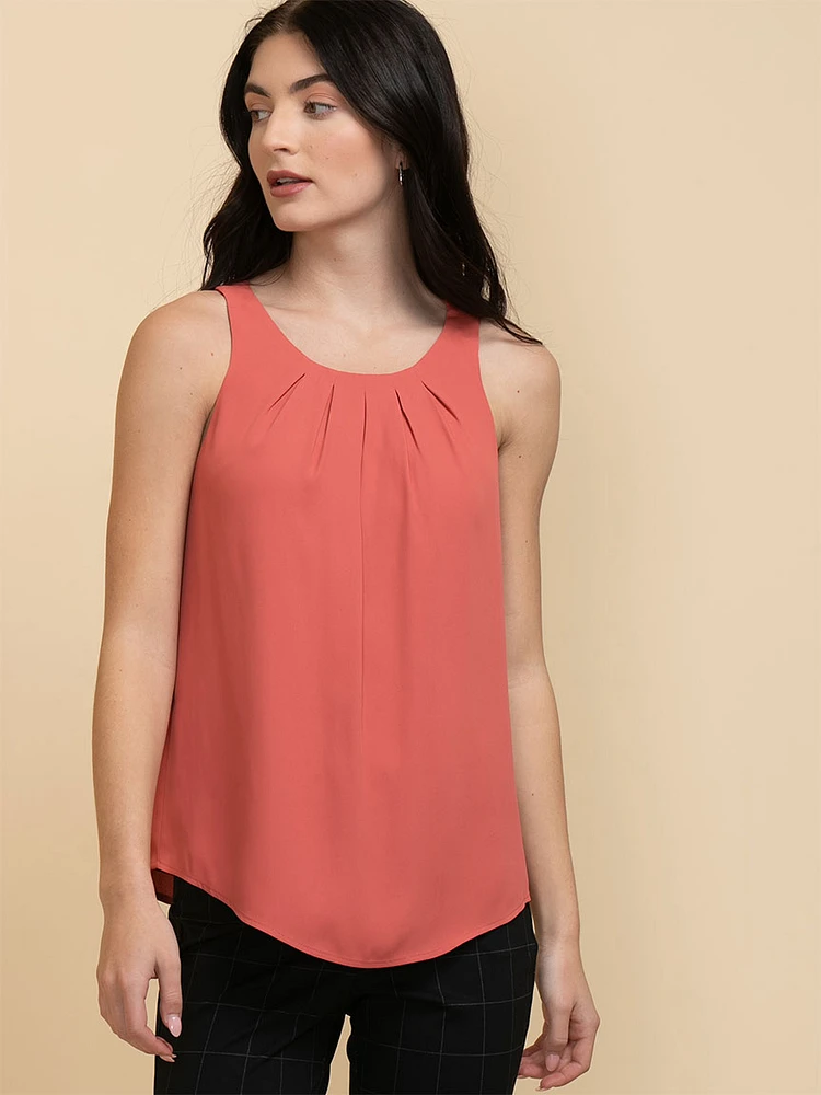 Paulina Pleat Neck Sleeveless Blouse