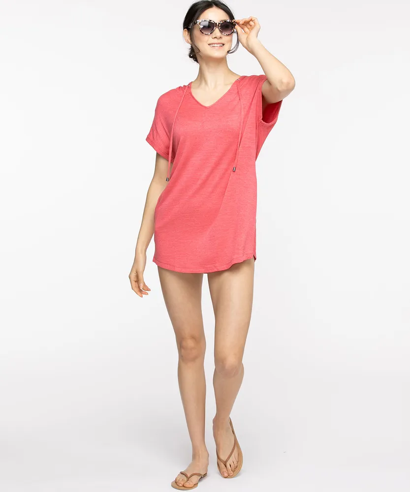 Short Sleeve Hooded Tunic Top