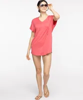 Short Sleeve Hooded Tunic Top