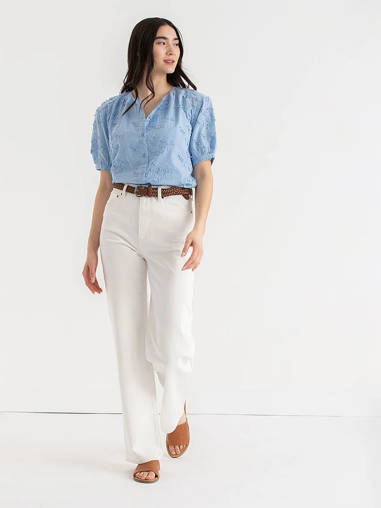 Cotton Voile Puff Sleeve Blouse