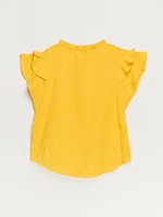 Crinkle Cotton Flutter Sleeve Blouse