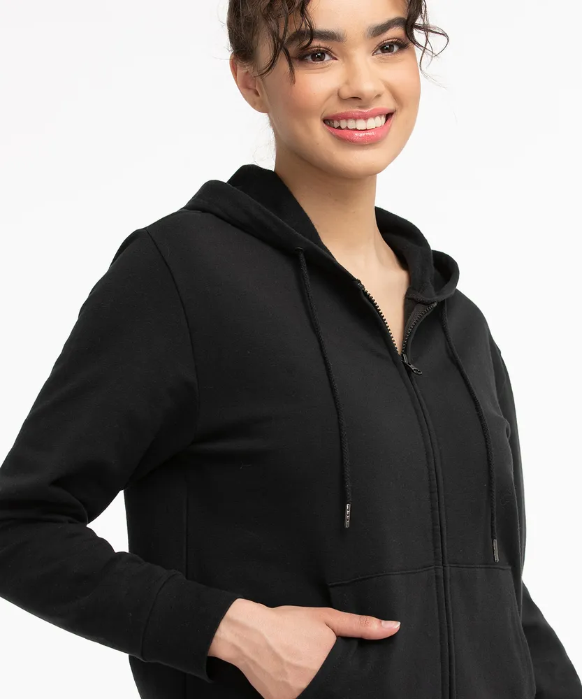 French Terry Zip Front Hoodie
