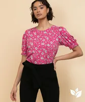 Puffed Sleeve Scoop Neck Top