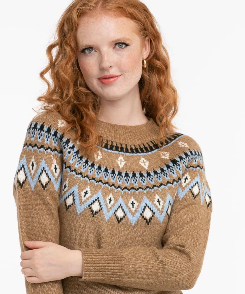 Fair Isle Mock Neck Sweater