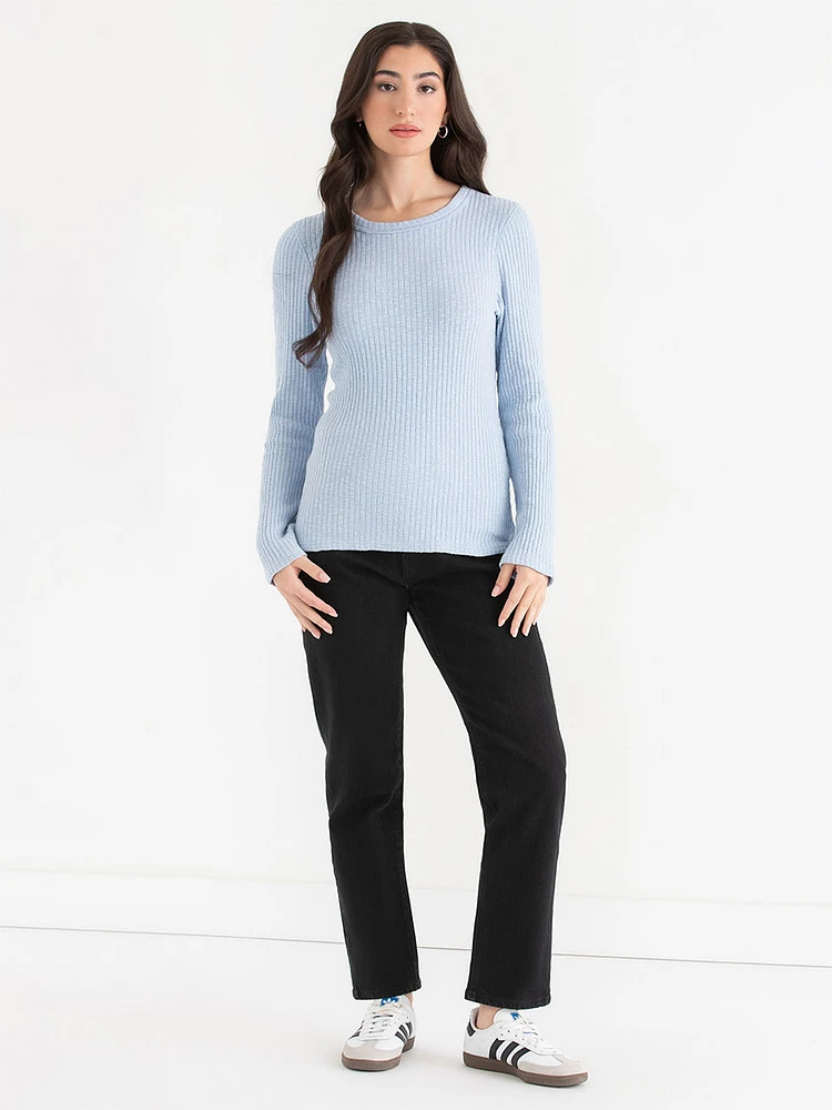Rib Knit Crew Neck Top