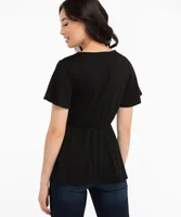 Eco-Friendly Crochet Trim Babydoll Top
