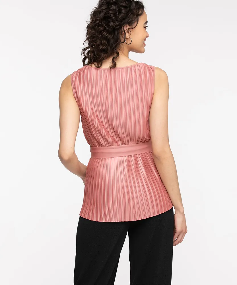 Plisse Sleeveless Wrap Top