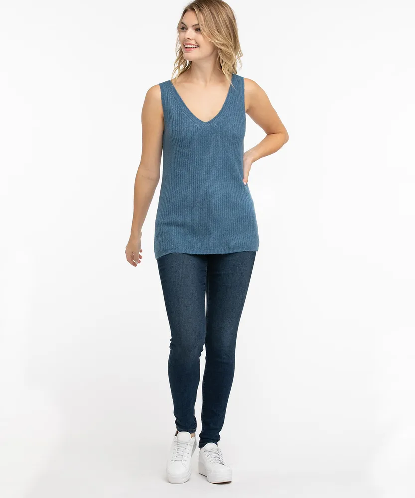 Ribbed V-Neck Sweater Tank