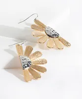 Hammered Metal Half Flower Earring