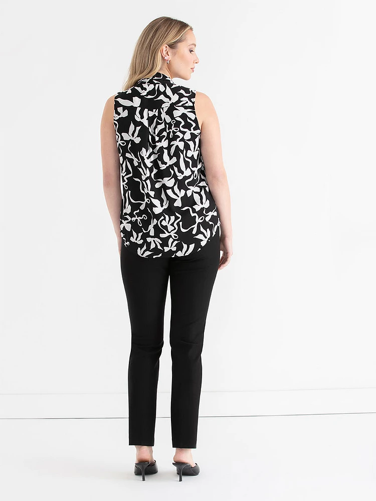 Sleeveless Tie-Neck Blouse