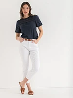 Puff Sleeve Top with Crochet Detail