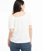 Eco-Friendly Smocked Square Neck Top