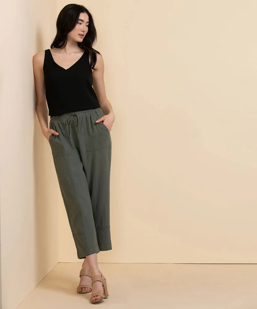 Viscose Linen Crop Pant