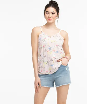 Ruffled Challis Tank Top