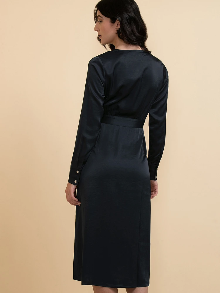 Satin Real Wrap Dress