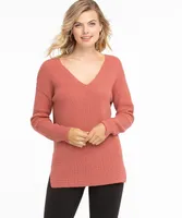 V-Neck Waffle Stitch Sweater