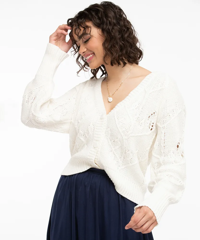Button Up Cable Knit Cardigan