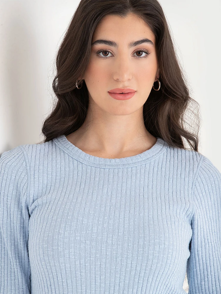 Rib Knit Crew Neck Top