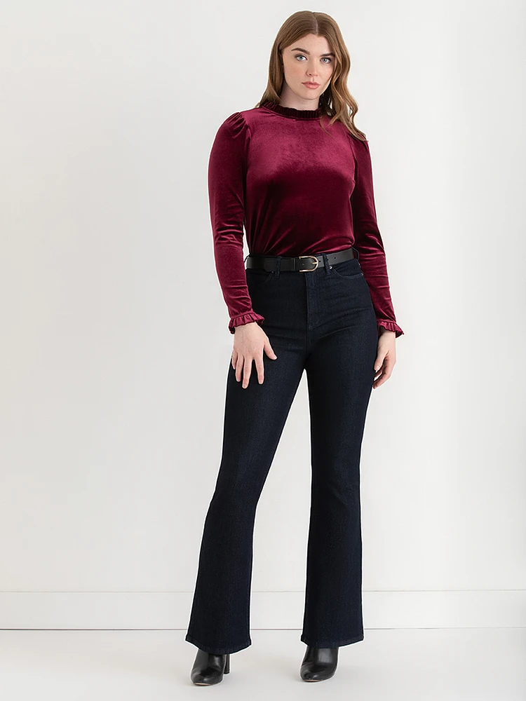 Velvet Top with Ruffles