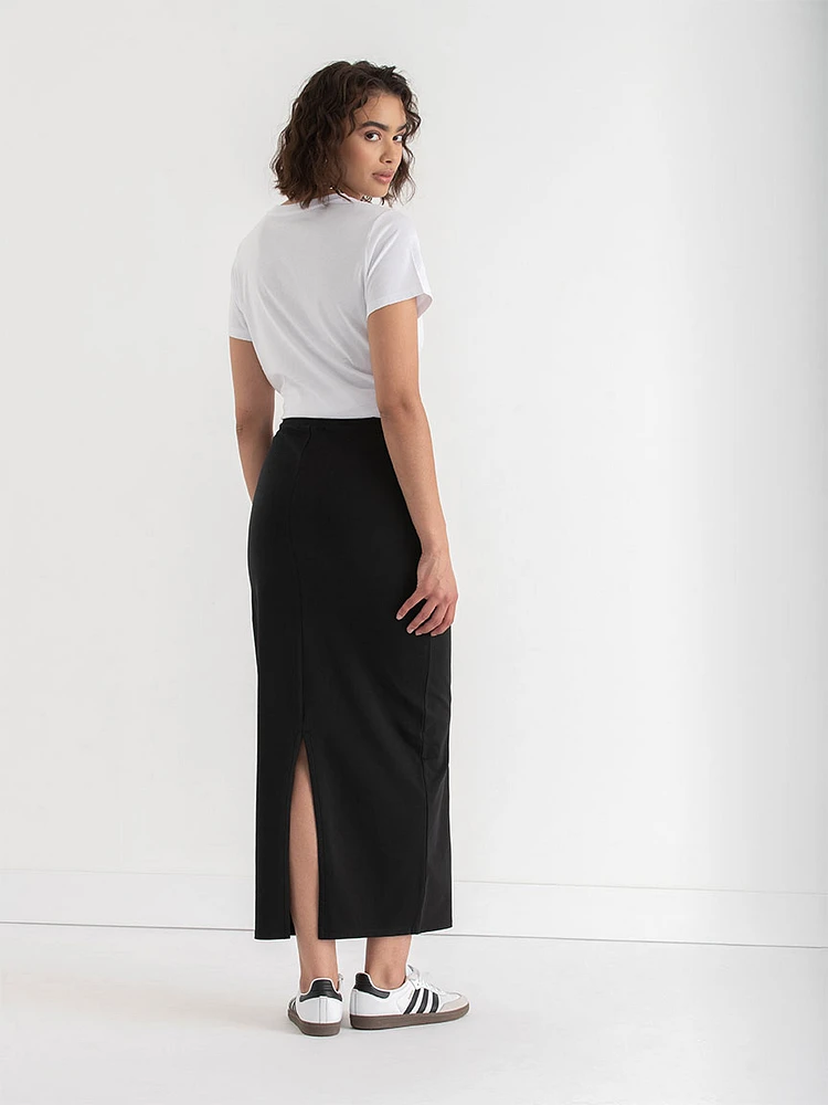 Knit Black Maxi Skirt